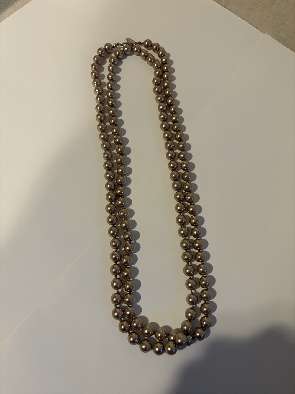 White House Black Market Double Strand Metallic Gray Pearl Necklace